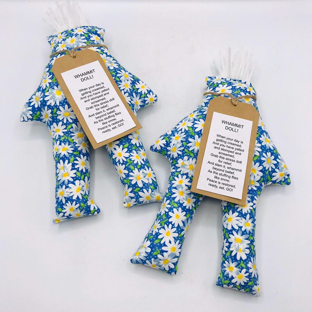 Stress Whammit Dolls for Office or Home Bright Blue Daisy 12 Inches